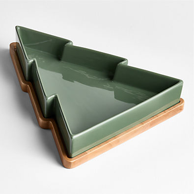 View Oven-to-Table Holiday Tree with Wood Trivet details