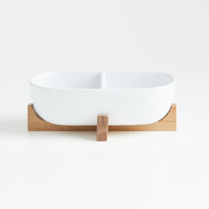Oven-to-Table Two-Part Serving Dish with Wood Stand
