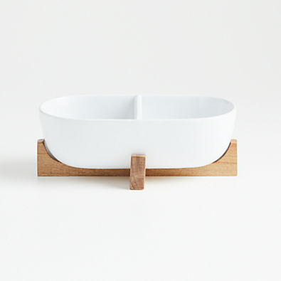 View Oven-to-Table Two-Part Serving Dish with Wood Stand details
