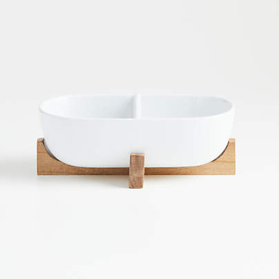 Oven-to-Table Two-Part Serving Dish with Wood Stand