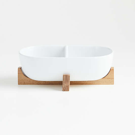 Oven-to-Table Two-Part Serving Dish with Wood Stand