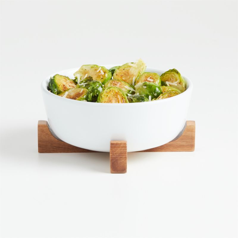 Oven-to-Table Small Serve Bowl with Wood Stand