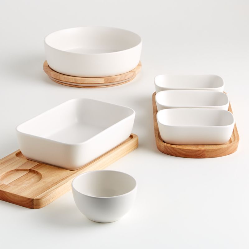 Oven-to-Table Oval Serving Bowls with Oval Wood Trivet + Reviews ...