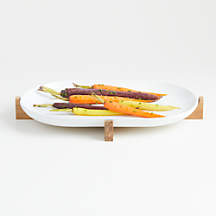 Oven-to-Table Oval Serving Platter with Wood Trivet + Reviews | Crate & Barrel