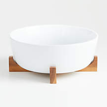 Large Serving Bowl with Wood Trivet + Reviews | Crate & Barrel