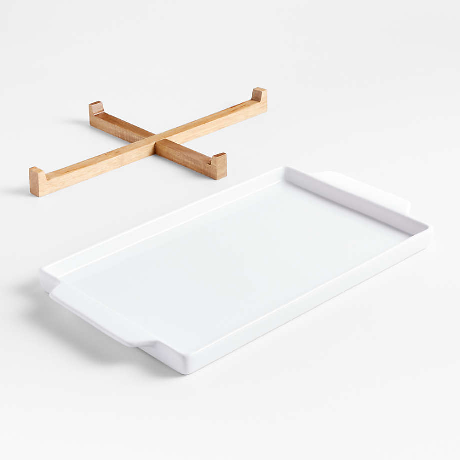 Oven-to-Table Ceramic Sheet Pan with Wood Stand