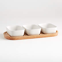 Oven-to-Table Oval Serving Bowls with Oval Wood Trivet + Reviews | Crate & Barrel