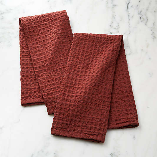 Oversized Waffle Henna Dish Towels, Set of 2