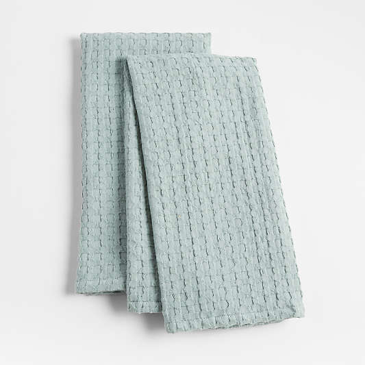 Oversized Waffle Blue Mist Dish Towels, Set of 2