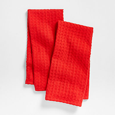 View Oversized Waffle Barbados Cherry Dish Towels, Set of 2 details