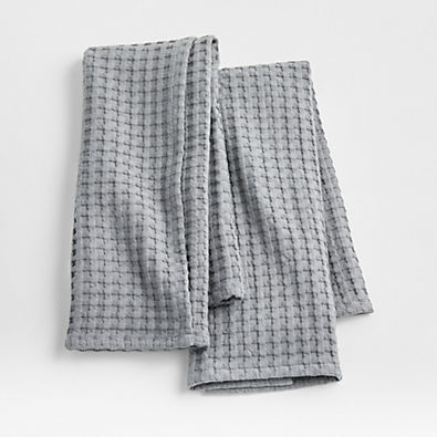 View Oversized Waffle Alloy Grey Dish Towels, Set of 2 details