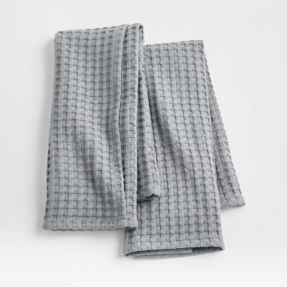Natural Linen Tea Towel Set - Natural Grey Hand Towels - Softened