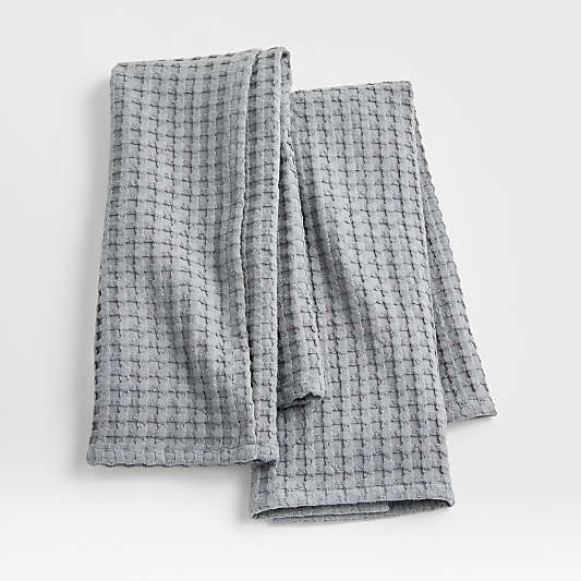 Oversized Waffle Alloy Grey Dish Towels, Set of 2