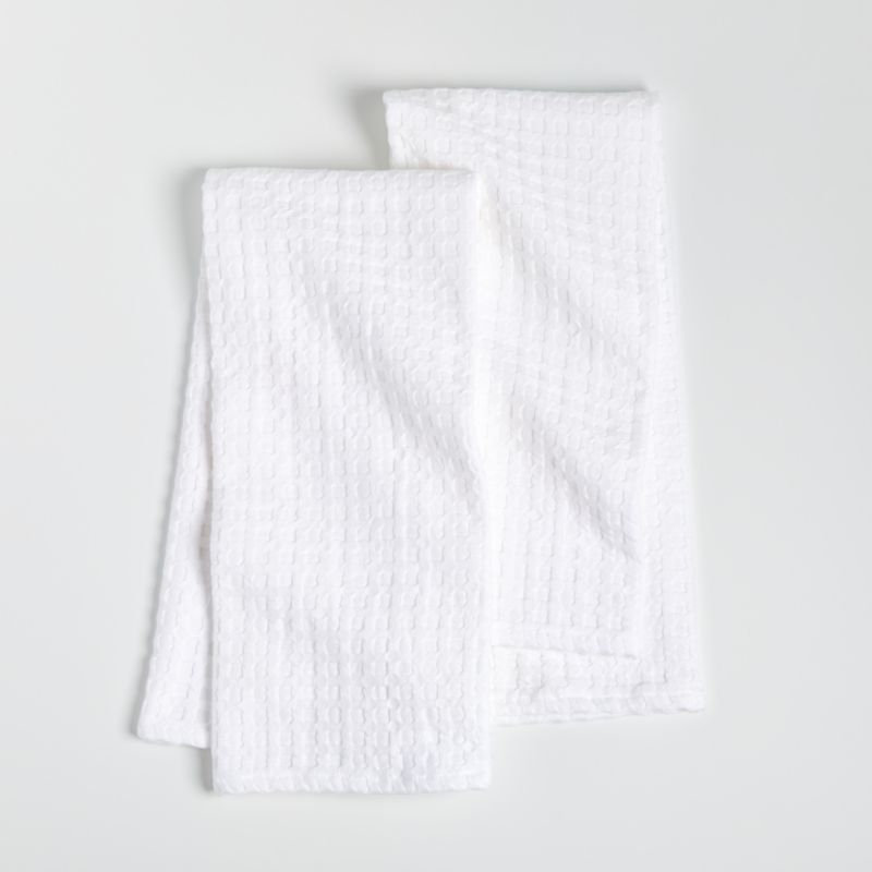 Oversized Waffle White Dish Towels, Set of 2