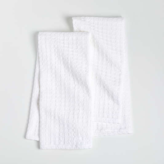 Oversized Waffle White Dish Towels, Set of 2