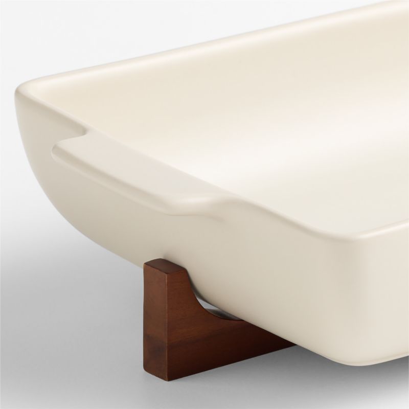 Oven-to-Table Rectangular Baking Dish with Dark Wood Trivet - image 9 of 11
