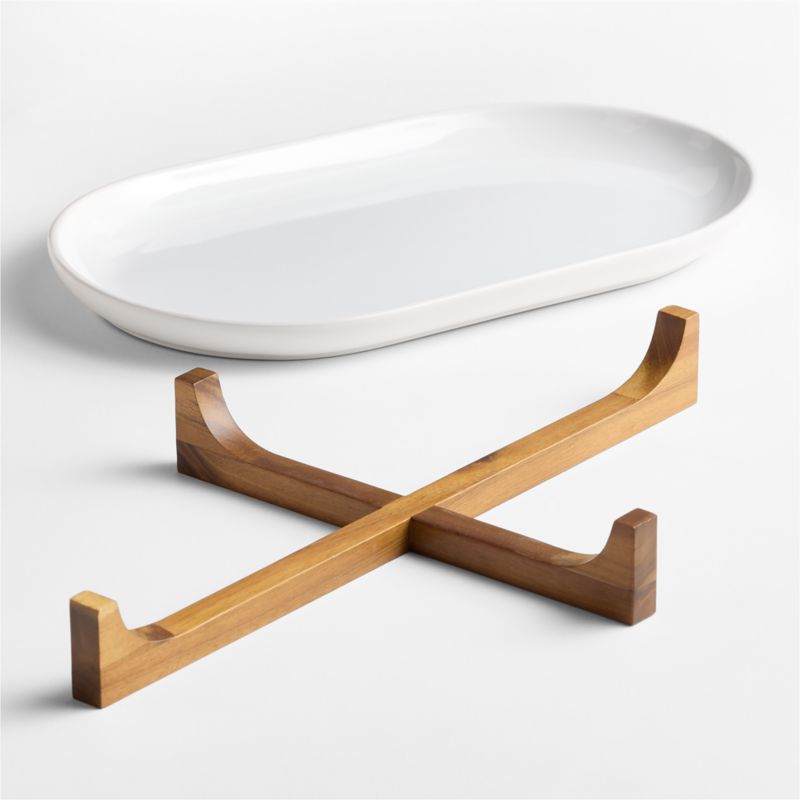 Oven-to-Table Oval Platter with Acacia Wood Trivet - image 7 of 14