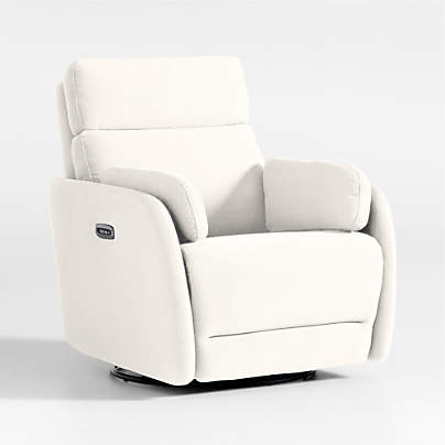 Owen Cream Nursery Power Recliner Chair with Metal Base