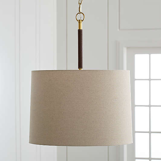 Owen Matte Brass/Brown Leather Pendant Light