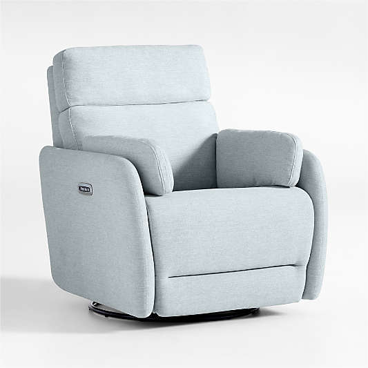 Owen Winter Grey Nursery Electronic Power Recliner with Night Light