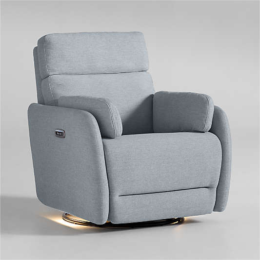 Owen Winter Grey Nursery Electronic Power Recliner with Night Light