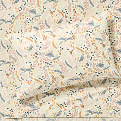Owl Organic Cotton Percale Kids Twin Sheet Set