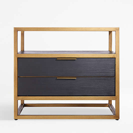 Oxford Black 2-Drawer Nightstand