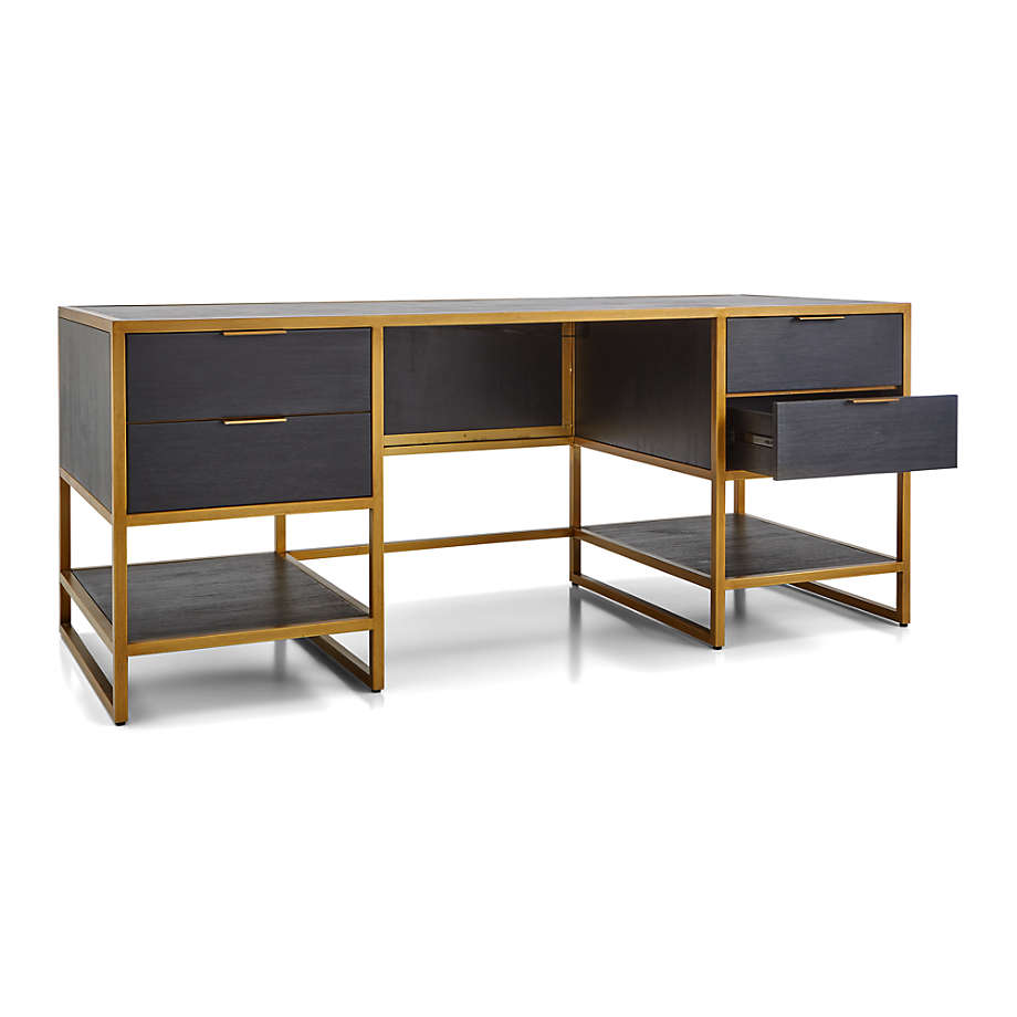 Crate&Barrel Oxford Black Executive Desk with Power Outlet Yorkdale Mall