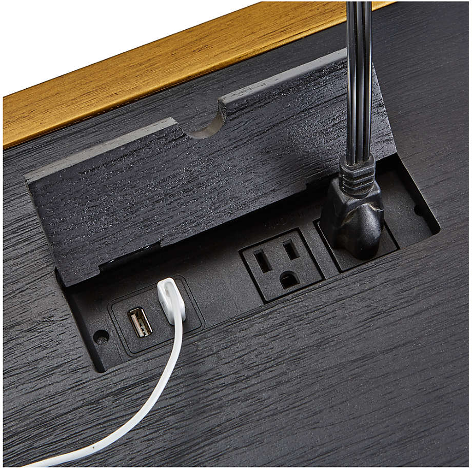 Crate&Barrel Oxford Black Executive Desk with Power Outlet Yorkdale Mall