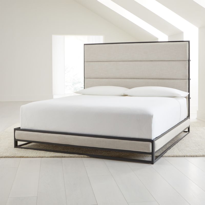 Oxford Ivory Upholstered King Bed, Wooden Upholstered King Bed