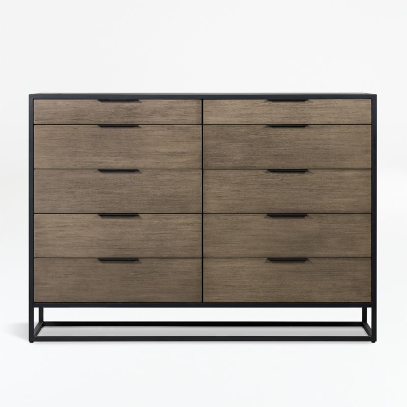 Oxford Weathered Brown Wood 10-Drawer Tall Dresser