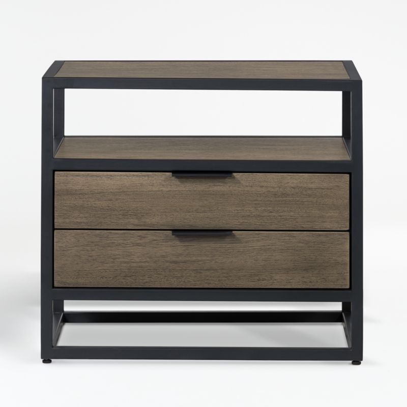 Oxford Weathered Brown Wood 2-Drawer Nightstand