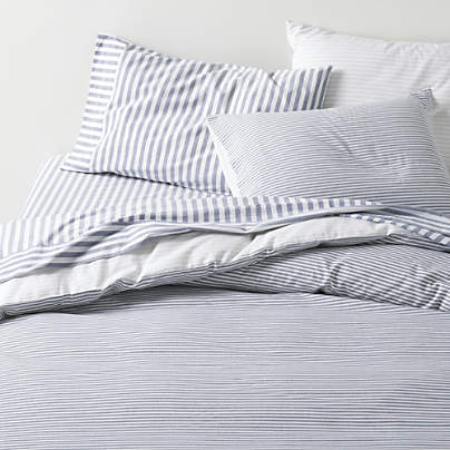 Oxford Shirting Light Indigo Blue Organic Cotton Reversible King Duvet Cover