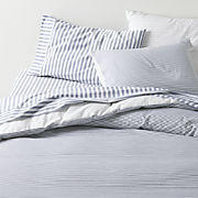 Oxford Shirting Light Indigo Blue Organic Cotton Reversible Standard Bed Pillow Sham