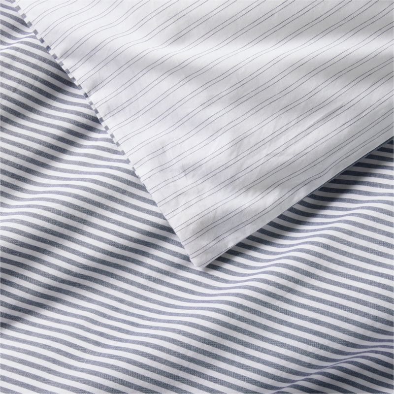 Oxford Shirting Light Indigo Blue Organic Cotton Reversible Full/Queen Duvet Cover