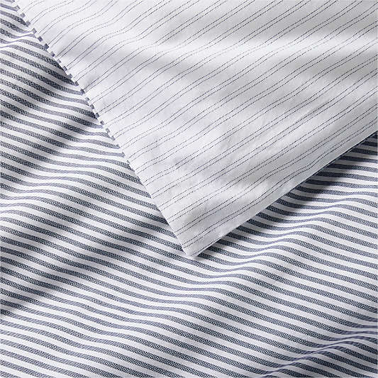 Oxford Shirting Light Indigo Blue Organic Cotton Reversible Duvet Cover