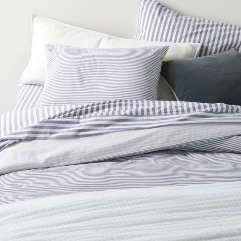 Oxford Shirting Light Indigo Blue Organic Cotton Reversible Full/Queen Duvet Cover