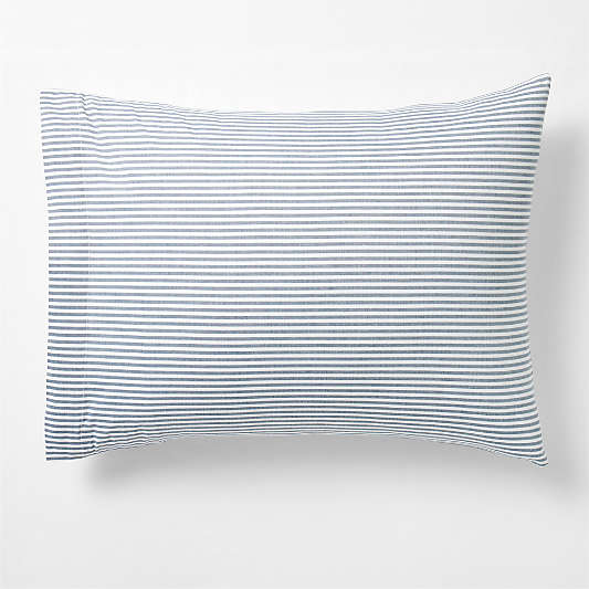 Oxford Shirting Light Indigo Blue Organic Cotton Reversible Standard Bed Pillow Sham