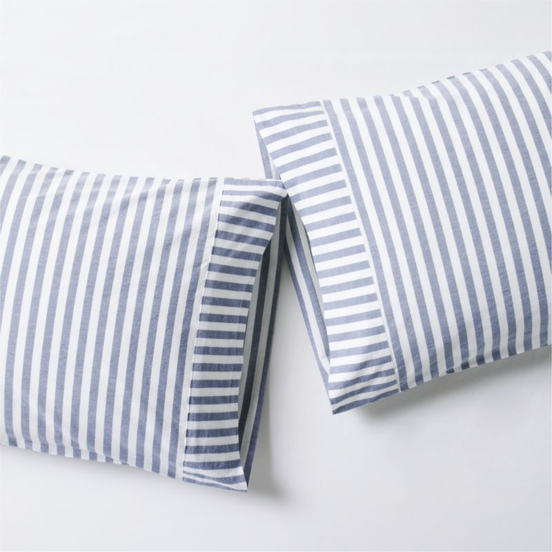 Viewing product image Oxford Shirting Light Indigo Organic Cotton Standard Pillowcases, Set of 2 - image 1 of 3