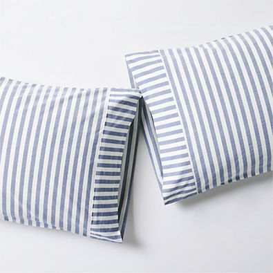 View Oxford Shirting Light Indigo Organic Cotton Standard Pillowcases, Set of 2 details