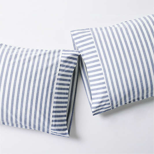 Oxford Shirting Light Indigo Organic Cotton King Pillowcases, Set of 2