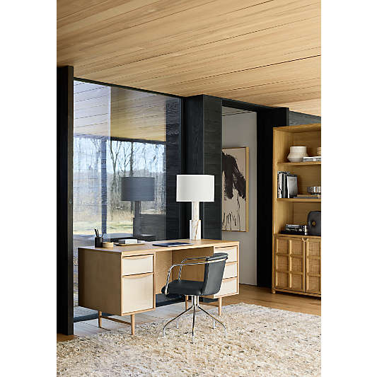 Kaufman 62" Natural and Blonde Wood Desk with File Drawer