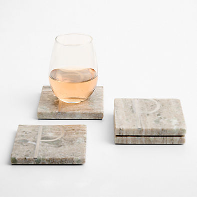 View Tuscan Kitchen Marble "P" Monogram Coasters, Set of 4 details