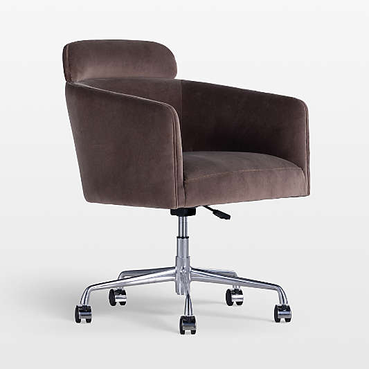 Pacha Opal Mink Upholstered Nickel Swivel Base Office Chair