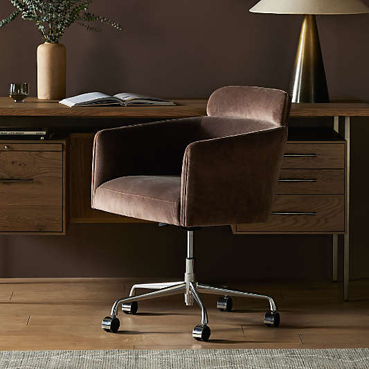 Pacha Opal Mink Upholstered Nickel Swivel Base Office Chair