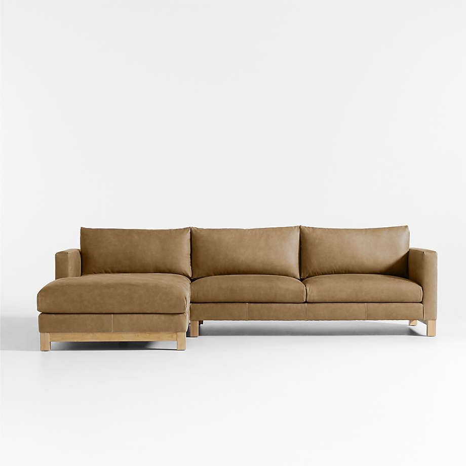 Pacific 2Piece Leather Left Arm Chaise Sectional Sofa with Wood Legs