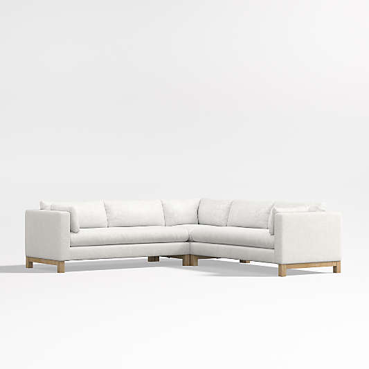 Pacific Bench 3-Piece L-Shaped Sectional Sofa with Wood Legs