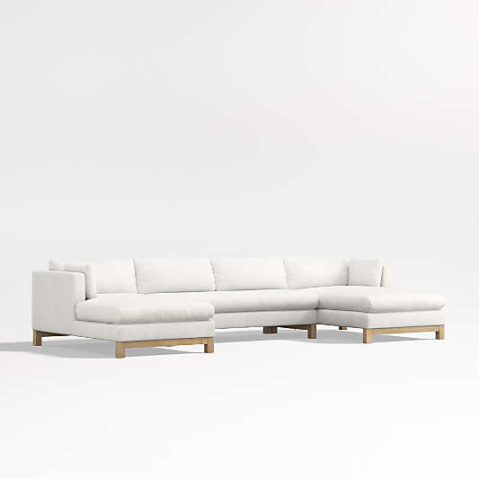 Pacific Bench 3-Piece U-Shaped Sectional Sofa with Wood Legs