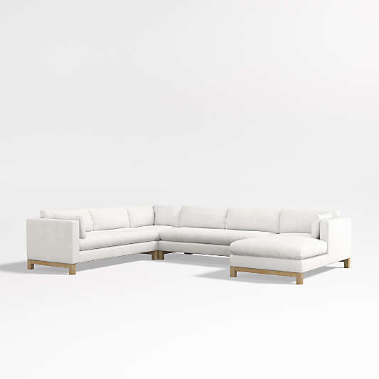 Pacific Bench 4-Piece U-Shaped Sectional Sofa with Wood Legs