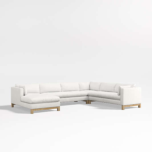 Pacific Bench 4-Piece U-Shaped Sectional Sofa with Wood Legs